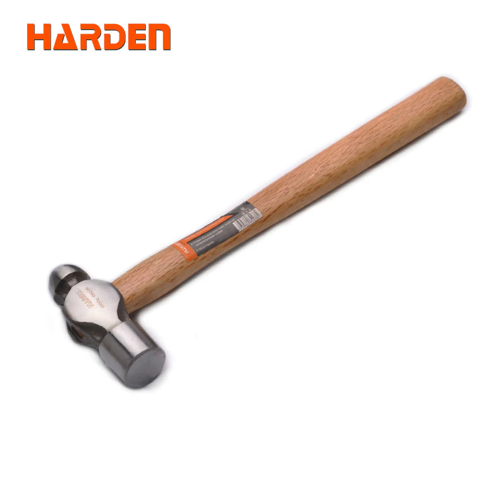 HARDEN 590136 Professional 24oz (0.68kg) Ball Pein Hammer – Forged Steel Head with Premium Oak Wood Handle | Heavy-Duty Metalworking & Riveting Hammer